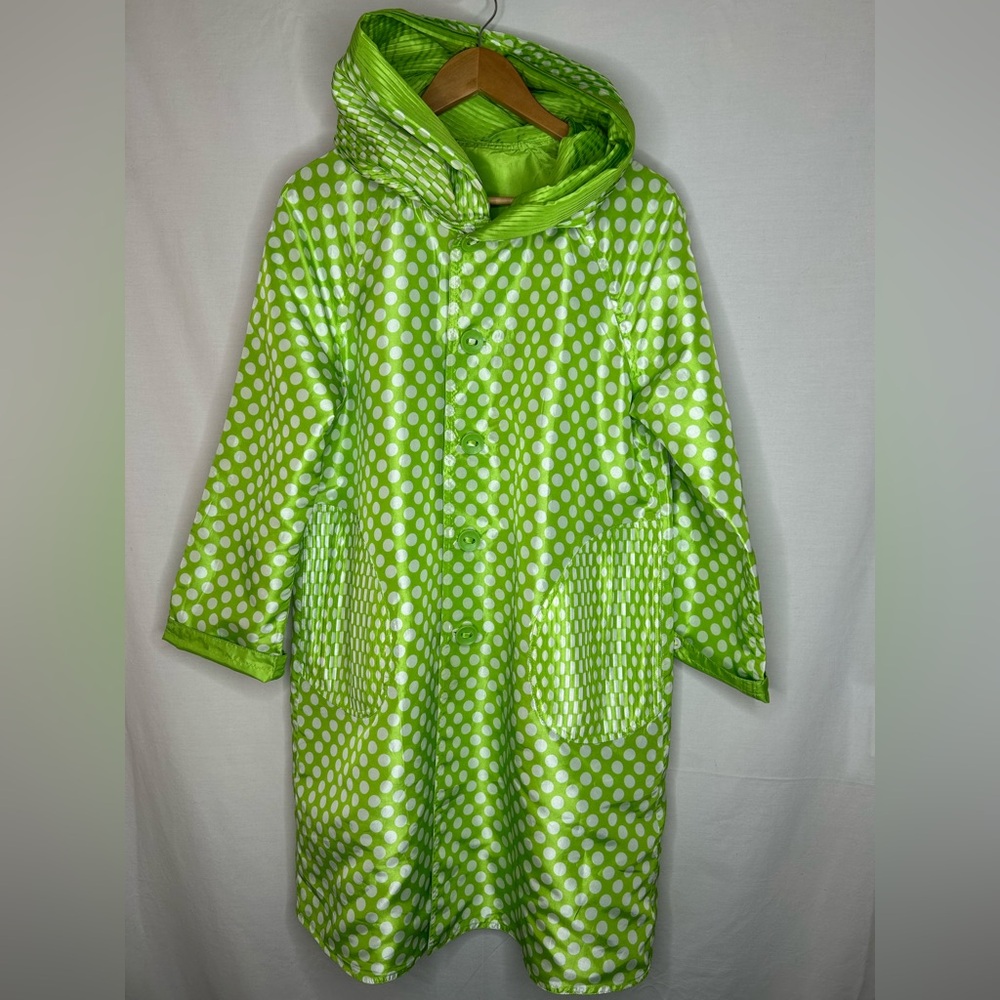 UBU Pack Your Personality Reversible Green/White Polka Dot Rain Jacket Size S